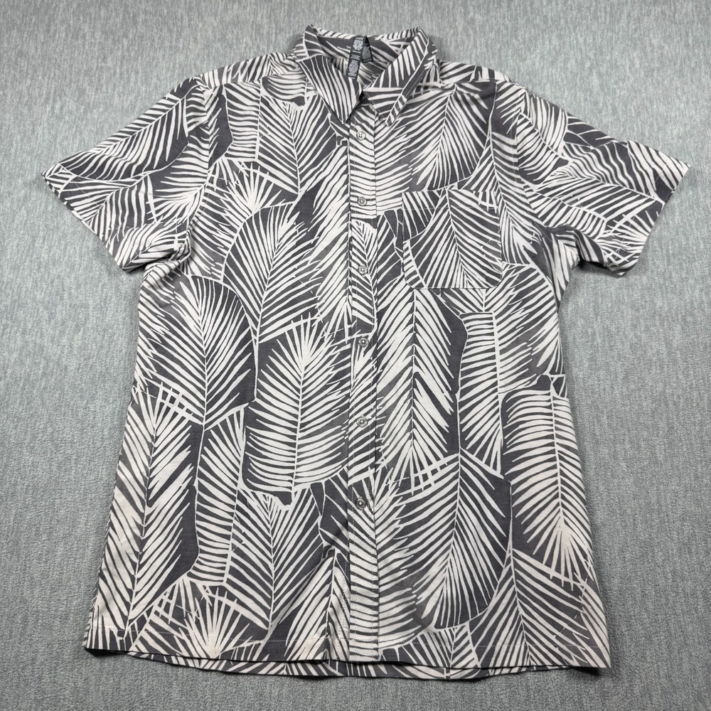 Vuori Mens M Gray Palm Bridge Short Sleeve Button Down Performance Stretch V184